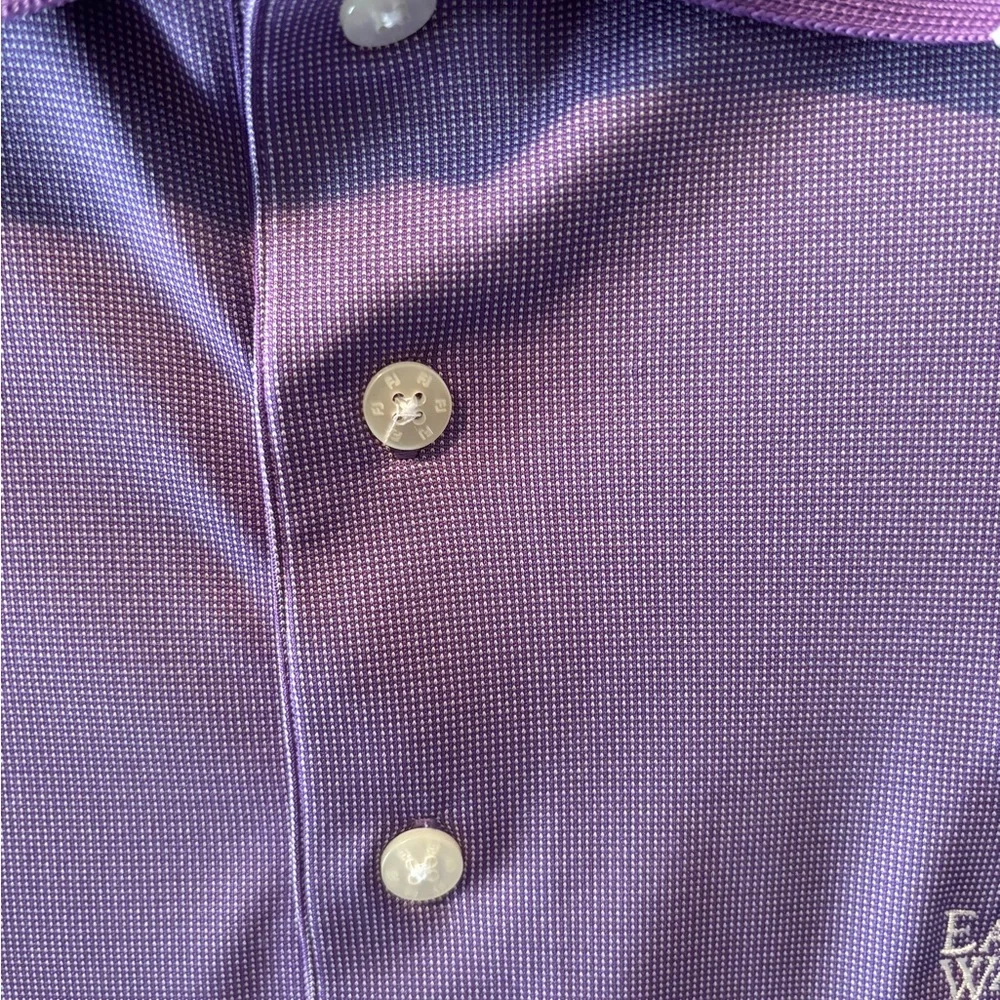 FJ Foot Joy Men’s Purple and White Checked Polo Eagle Watch Golf Club Size Large